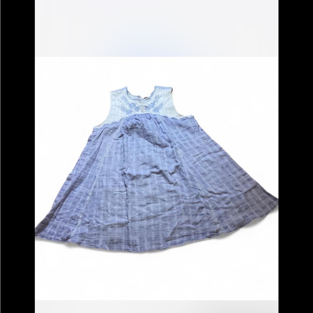 Free People Light Blue embroidered floral dress cottagecore